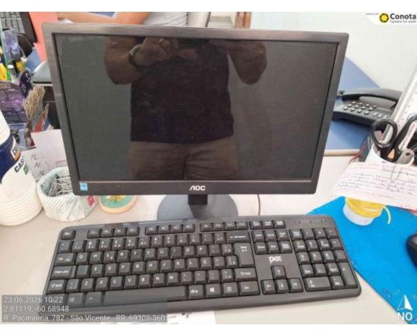 Foto de Computador de Mesa (Desktop) | CPU | Monitor AOC | Teclado | Mouse | Estado de Conservação Regular 